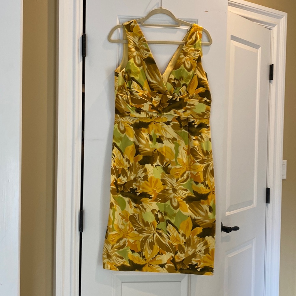 Donna Riccio, New York size 14 yellow lime tan gold sundress